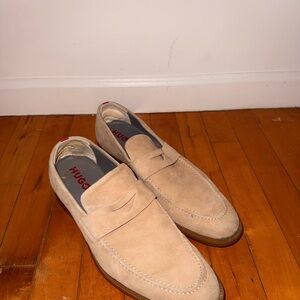 HUGO Men's Beige Suede Loafers